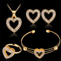 Peach Heart Rhinestone Jewelry Set – Earrings & Necklace for Brides