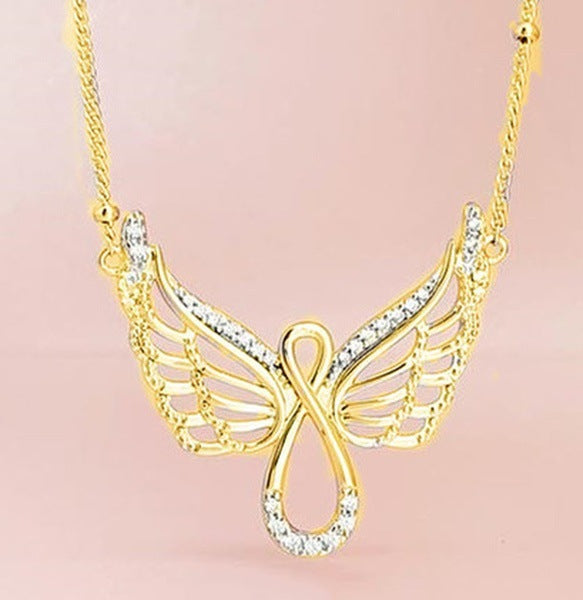 Diamond Angel Wing Necklace – Elegant Women’s Jewelry