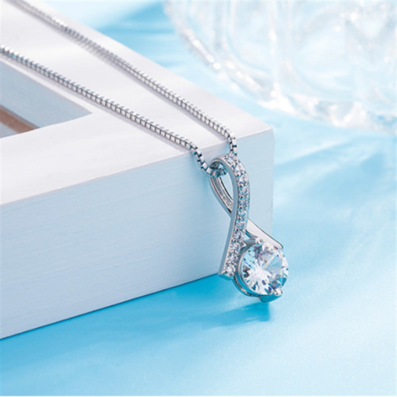 Sterling Silver Zircon Necklace – Gentle Lady Elegant Jewelry
