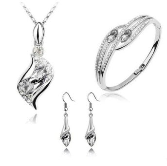 Angel Elf 3-Piece Jewelry Set – Crystal Earrings, Necklace & Bracelet
