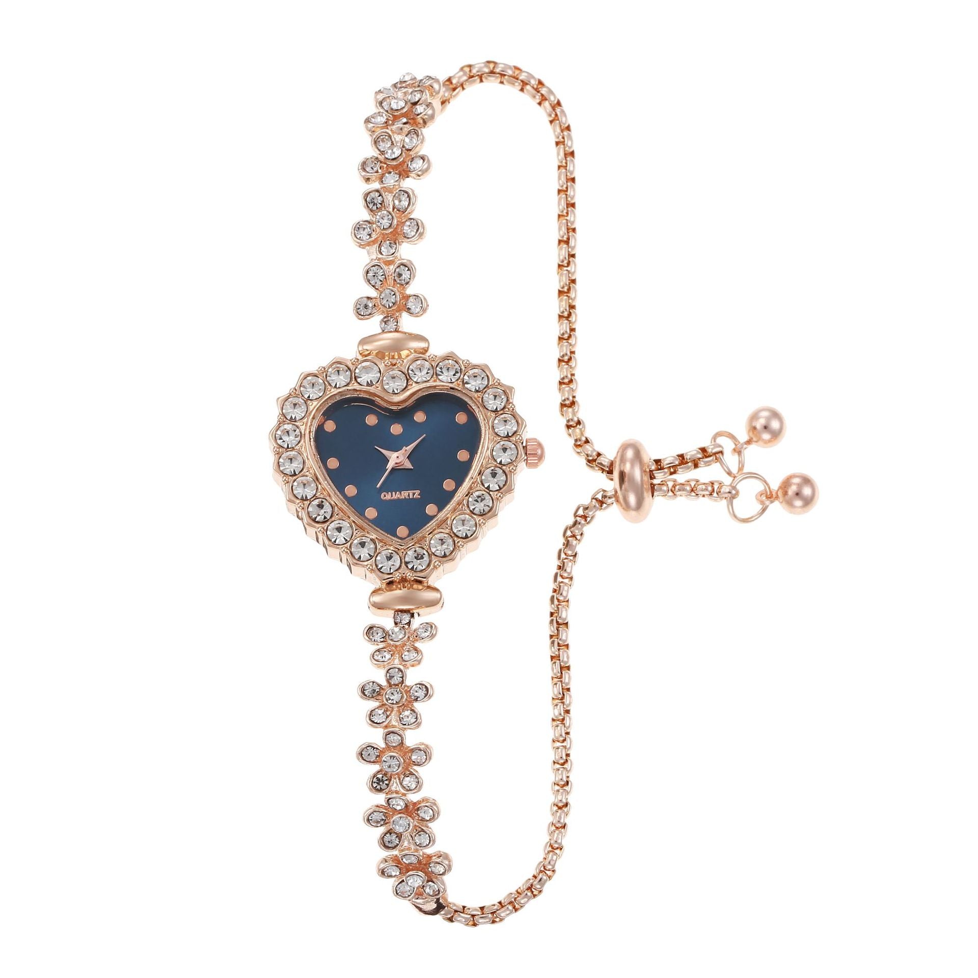 Diamond Flower Chain Watch – Elegant Women’s Quartz Wristwatch