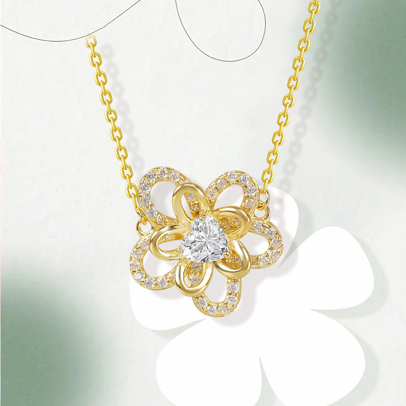 S925 Sterling Silver Sunflower Necklace – Elegant Women’s Jewelry