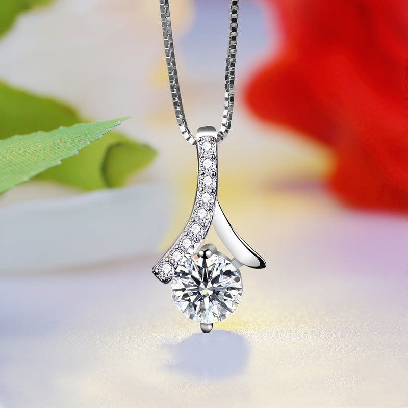 Sterling Silver Zircon Necklace – Gentle Lady Elegant Jewelry