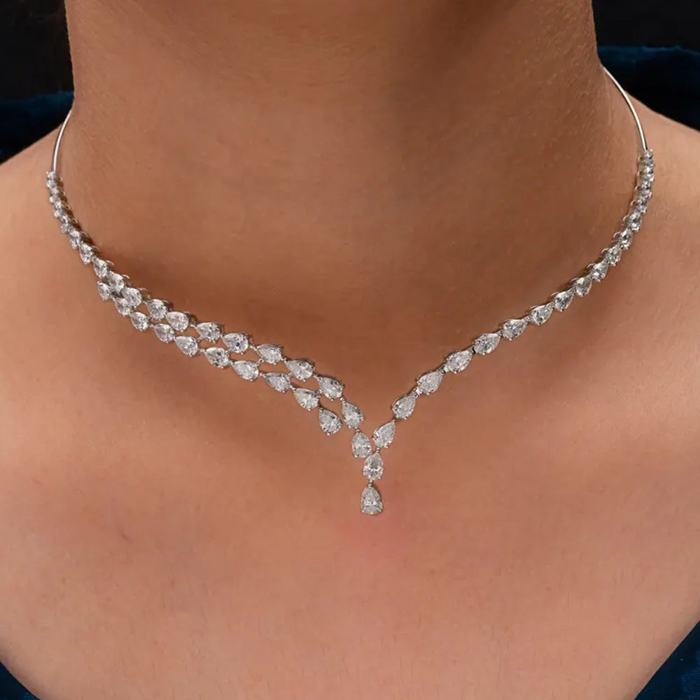 Multi-Layer Open Zircon Necklace – Sparkling Party Accessory for Women