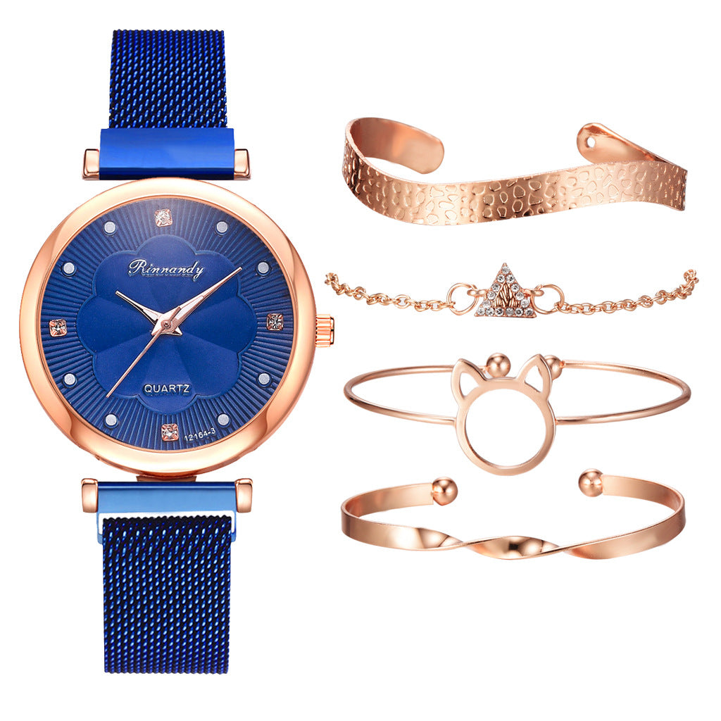 Mesh Strap Flower Dial Watch – Elegant Women’s Quartz Wristwatch