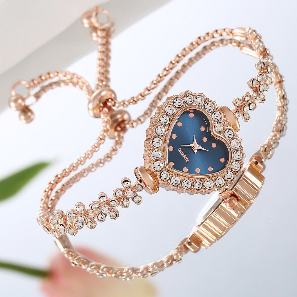 Diamond Flower Chain Watch – Elegant Women’s Quartz Wristwatch