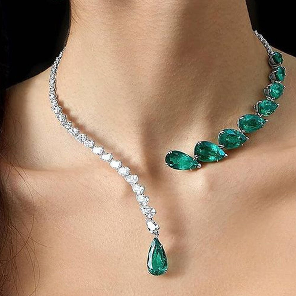 Exquisite Emerald Bridal Drop Necklace – Luxury Wedding Jewelry for Women