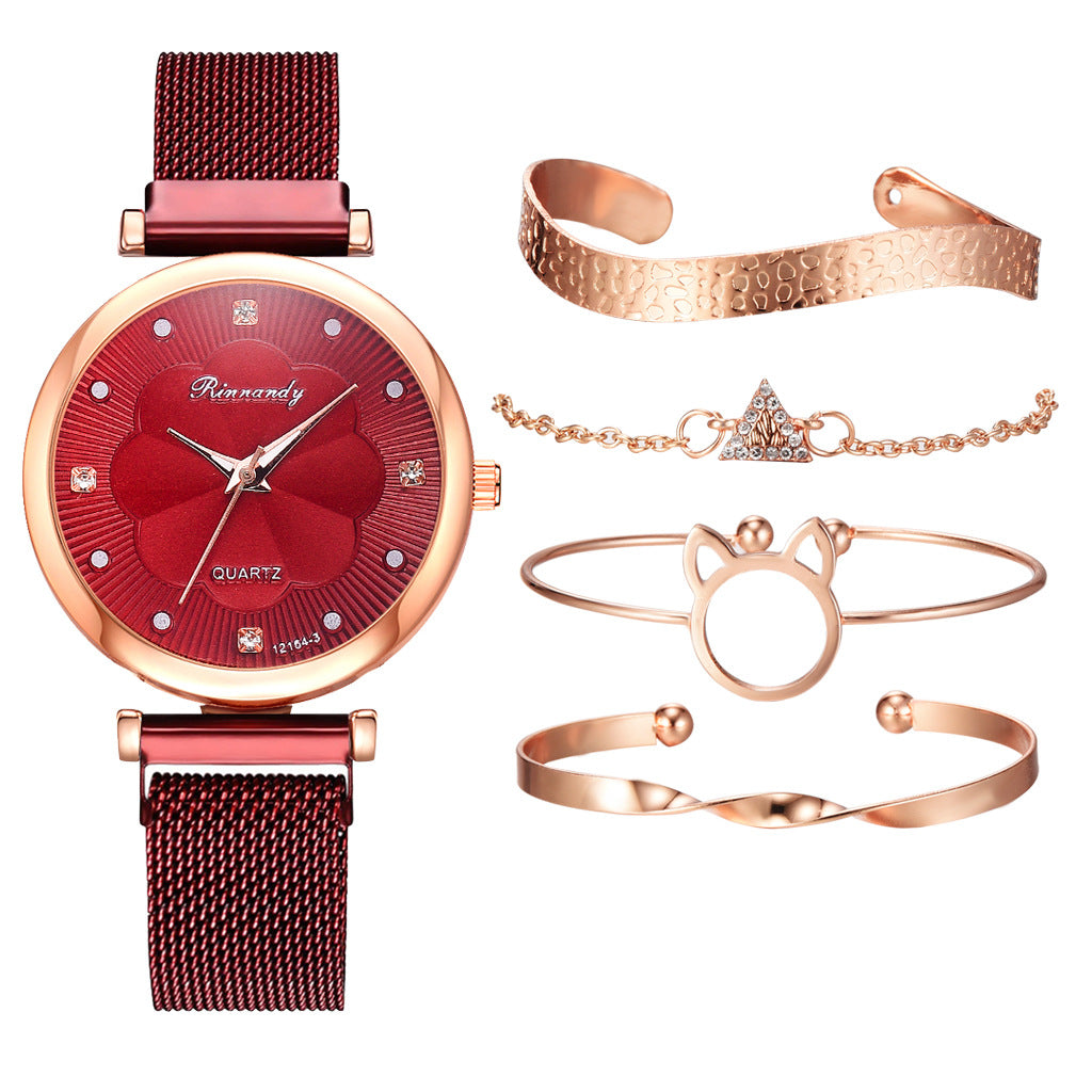 Mesh Strap Flower Dial Watch – Elegant Women’s Quartz Wristwatch