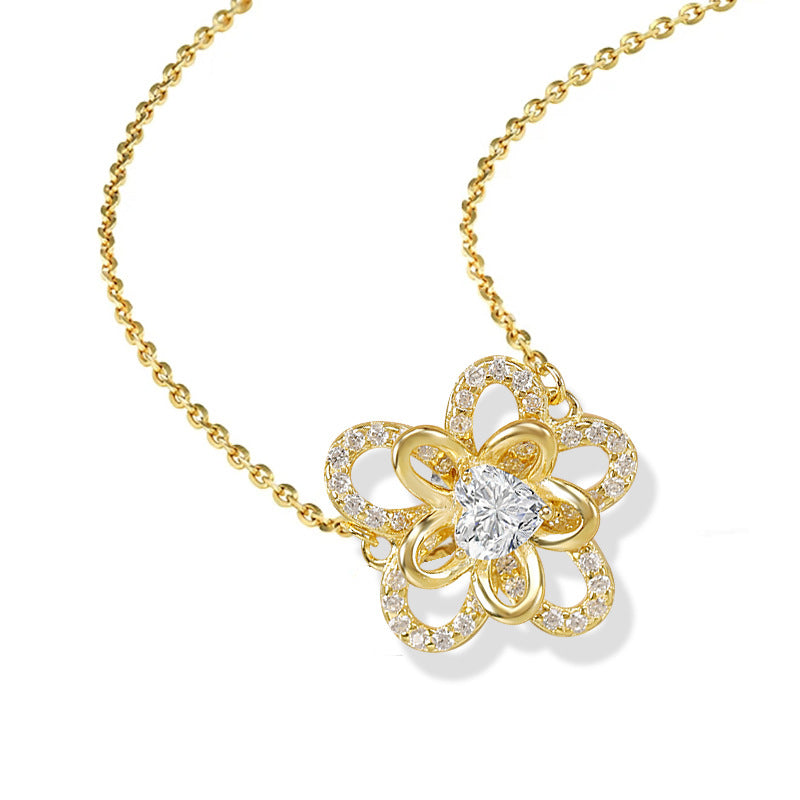 S925 Sterling Silver Sunflower Necklace – Elegant Women’s Jewelry