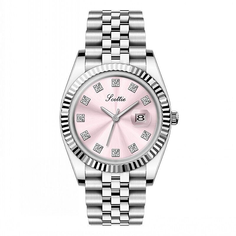 Elegant Women’s Solid Steel Calendar Watch – Minimalist Wristwatch