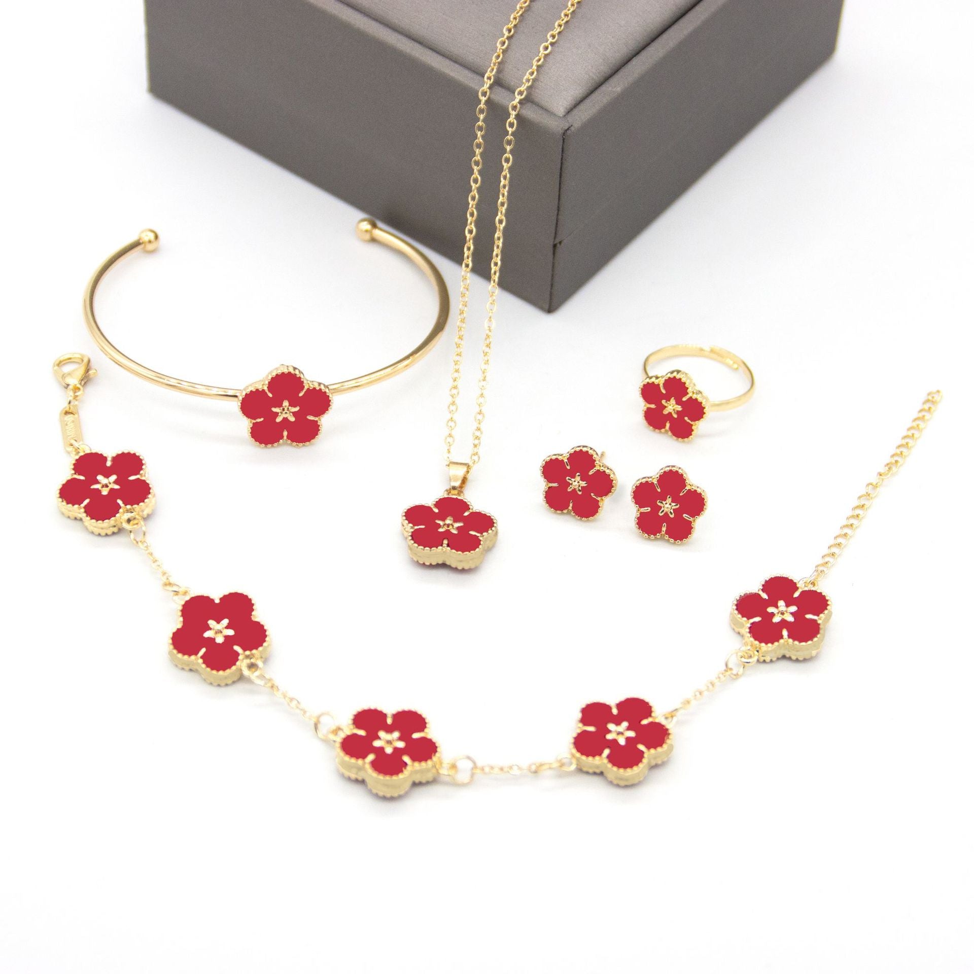 Plum Five-Piece Double-Sided Necklace Set